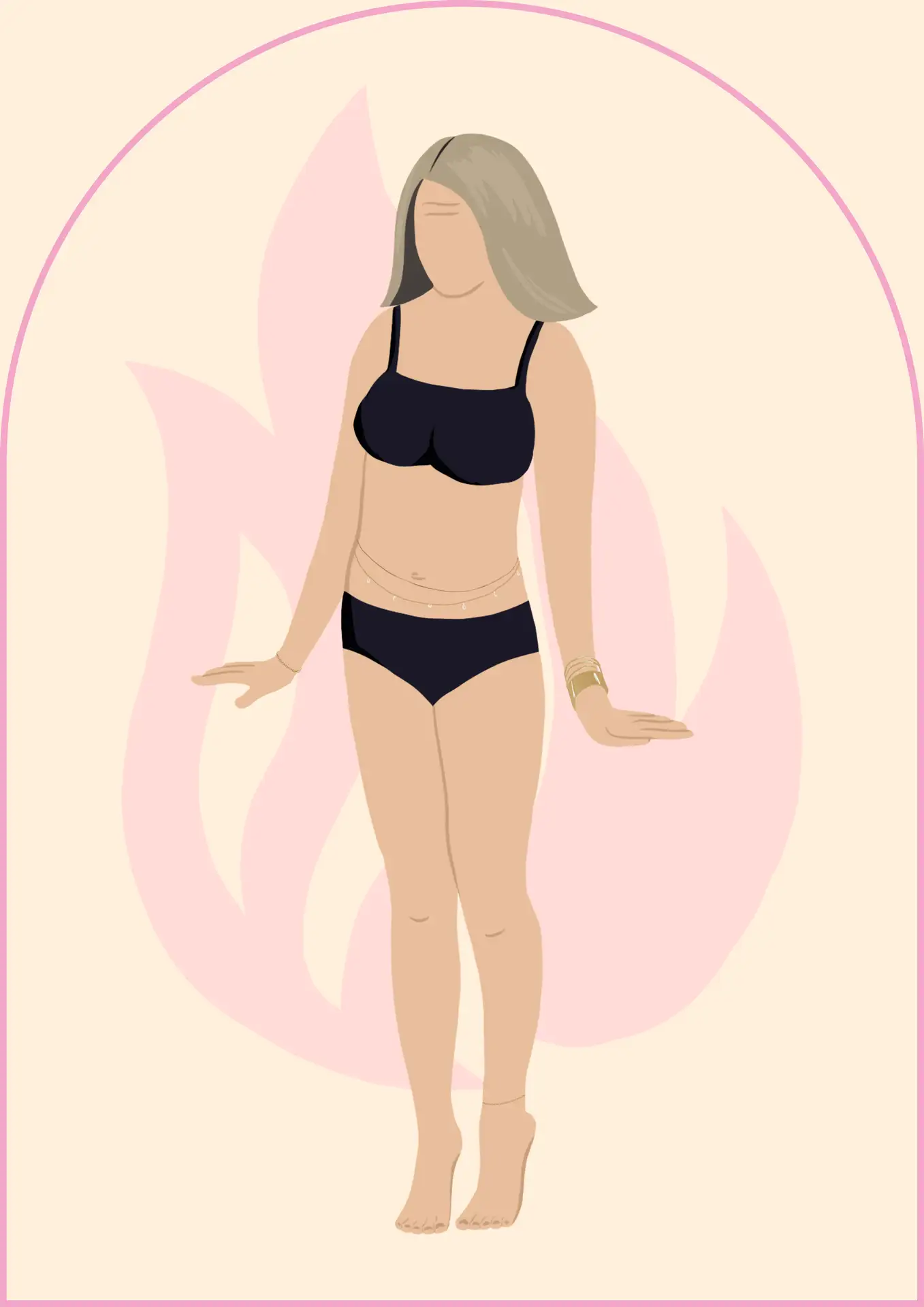 Illustration de l'Esthète en lingerie marine avec chaîne de corps – profil sexuel maman sensible à la beauté et au raffinement